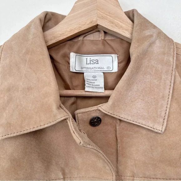 Lisa International Womens Medium Suede Tan  Button Jacket - Picture 11 of 15